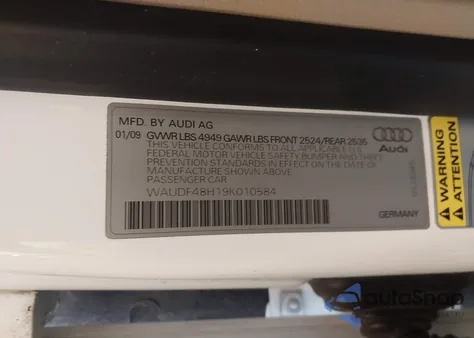 2009 Audi A4 2.0T Cabriolet Quattro from USA, damaged, VIN WAUDF48H19K010584